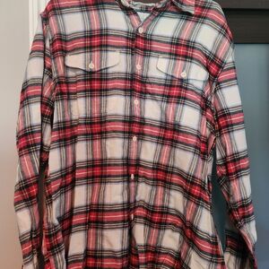 American Eagle Seriously Soft Long Sleeve Button Down Shirt Men's L Red Plaid